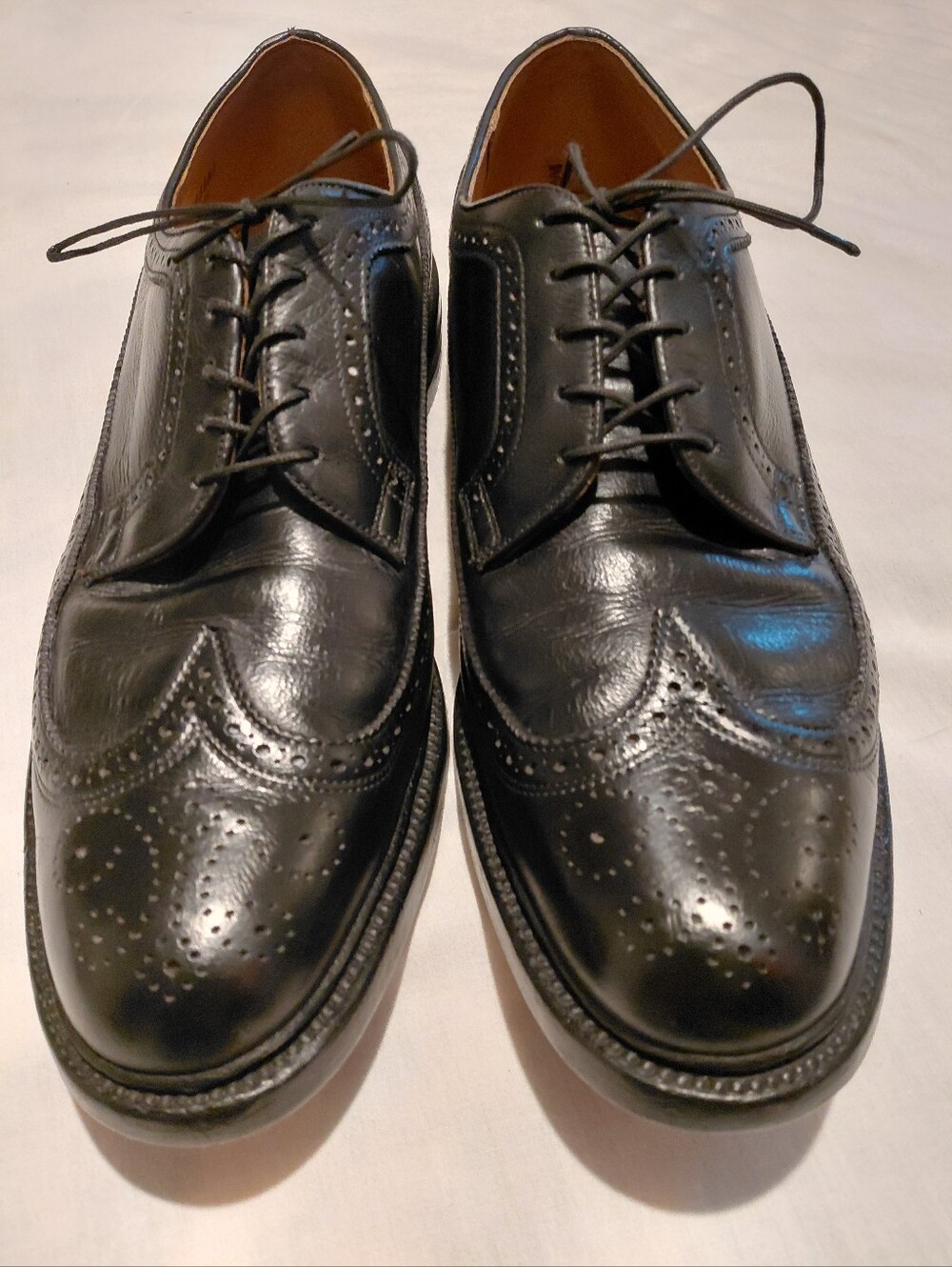 Vintage O'Sullivans Men’s Black Leather Wingtip Brogues Made In USA 50's 60's 12